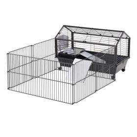 Small Animal Play Fence Cage With Rolling Casters, Water Bottle