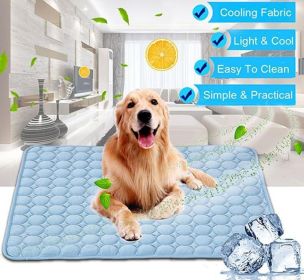 Pet Dog Cat Ice Silk Cold Nest Pad For Cooling In Summer (Option: Blue-150x100cm)